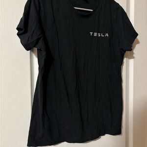 Tesla Shirt Mens Medium Black Long Sleeve Logo 100% Cotton Crewneck Tee